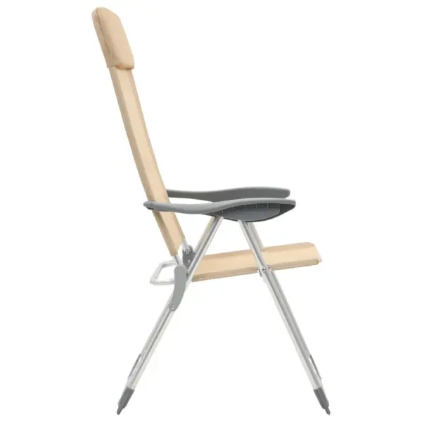 Kokkupandavad reguleeritavad matkatoolid polsterdatud peatoega, 4 tk, kreemjasvalge, anodeeritud alumiinium, 57 x 73,5 x 111 cm - 5