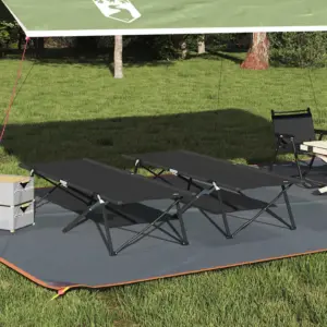 Kokkupandavad telgvoodid, 2 tk, must, Oxford-kangas ja terasraam, 206 x 76 x 47 cm
