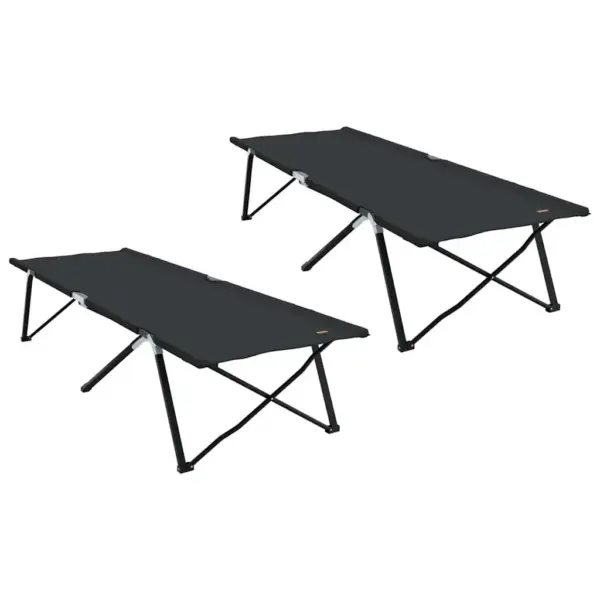 Kokkupandavad telgvoodid, 2 tk, must, Oxford-kangas ja terasraam, 206 x 76 x 47 cm – 2