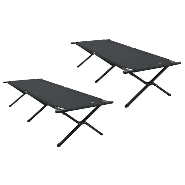 Kokkupandavad telgvoodid, 2 tk, must Oxfordi kangas, terasraamiga, 210 x 80 x 46 cm – 2
