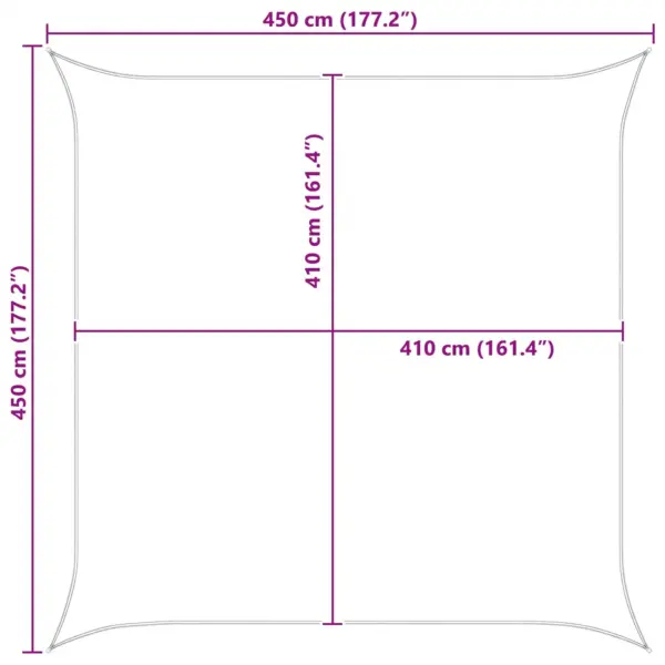 UV-kindel kandiline päikesepuri, kollane-valge, 4,5 x 4,5 m, 100% polüester Oxford – 10