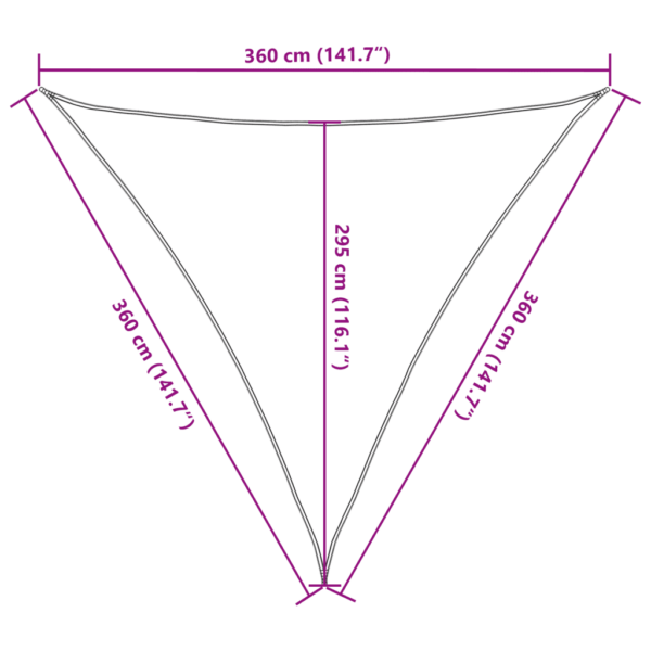 Kolmnurkne HDPE päikesepuri, beež, 3,6 x 3,6 x 3,6 m – 10