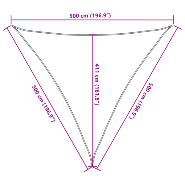 Kolmnurkne HDPE päikesepuri 5 x 5 x 5 m, valge – 10