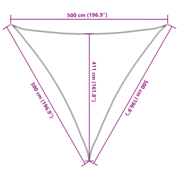 Kolmnurkne HDPE päikesepuri, antratsiithall, 5 x 5 x 5 m – 10