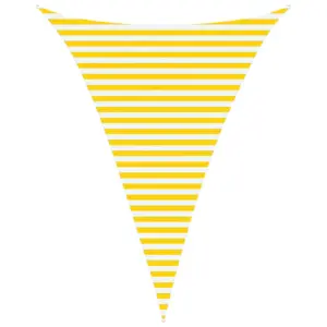 Kolmnurkne päikesepuri, kollane ja valge, 3 x 4 x 4 m, 100% polüester Oxford