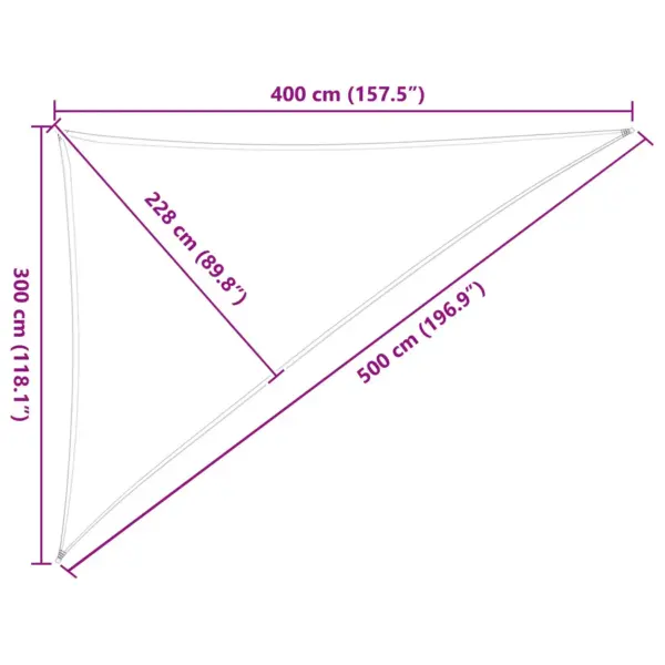 Kolmnurkne päikesepuri kollane-valge, 3 x 4 x 5 m, polüester Oxford – 10