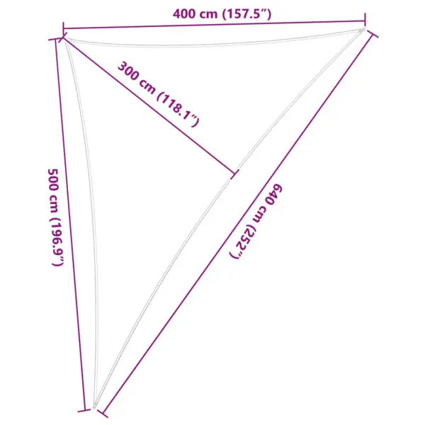 Kolmnurkne päikesepuri terrassile ja aeda, oranž/pruun, 4 x 5 x 6,4 m, 100% Oxford-polüester – 10