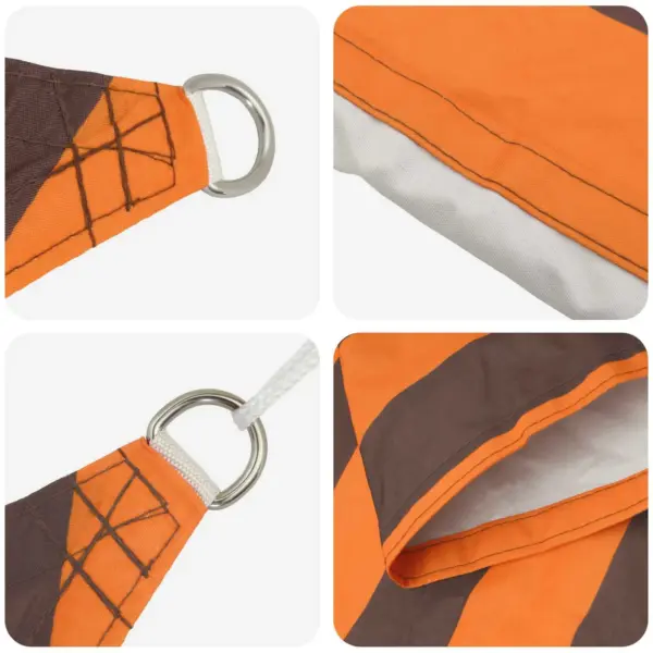 Kolmnurkne päikesepuri UV-kaitsega, oranž/pruun, 5 x 6 x 6 m, 100% polüester Oxford-kangas – 4