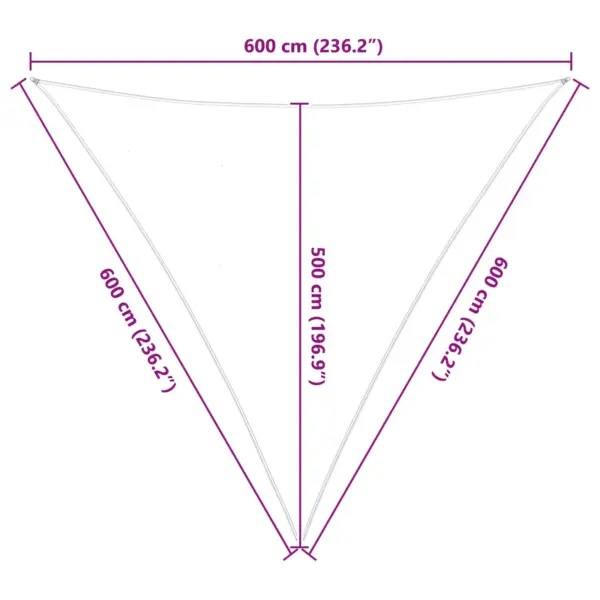 Kolmnurkne päikesepuri terrassi ja aia varjuks, kollane/valge, 6 x 6 x 6 m, 100% Oxford-polüester – 10