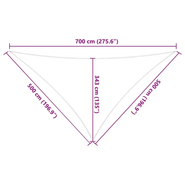 Kolmnurkne päikesepuri, kollane-valge, 7 x 5 x 5 m, 100% Oxford-polüester – 10