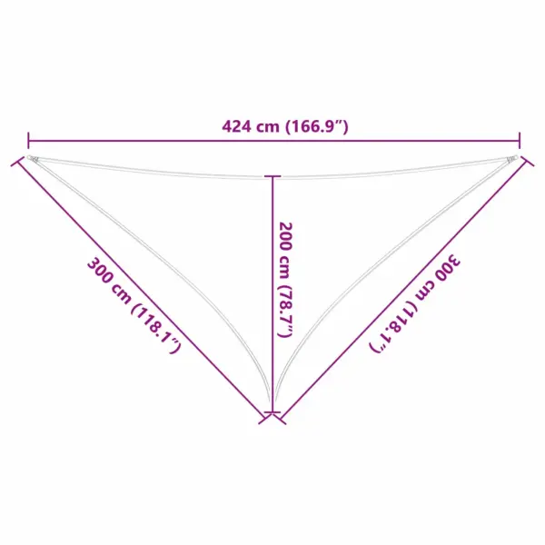 Kolmnurkne päikesepuri, sinine-valge, UV-kindel polüester, 3 x 3 x 4,24 m – 10