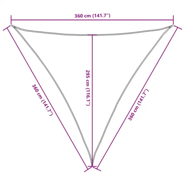 Kolmnurkne vettpidav päikesepuri UV-kaitsega, terrakota, 3,6 x 3,6 x 3,6 m – 10