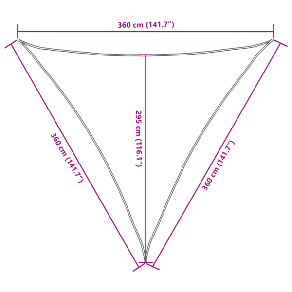 Kolmnurkne vettpidav päikesepuri, kreemjasvalge, 3,6 x 3,6 x 3,6 m – 10
