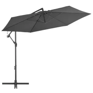 Konsool-päikesevari vändamehhanismiga, alumiiniumpost, 300 cm, antratsiithall