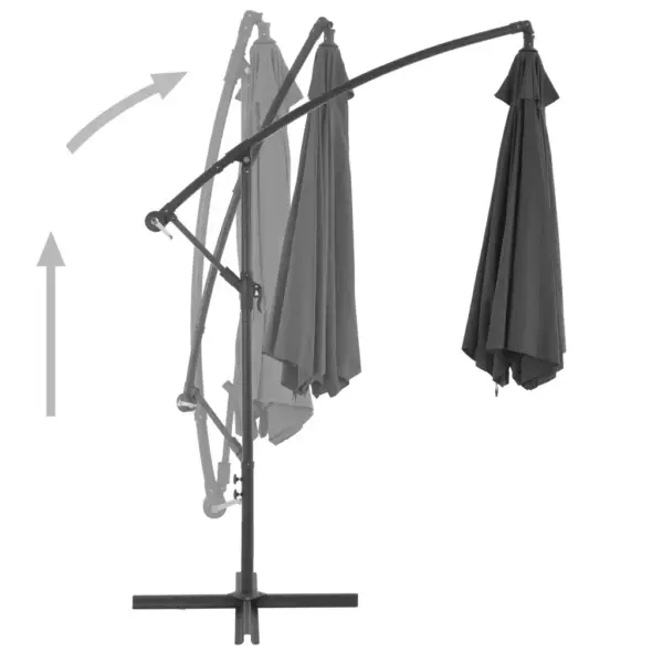 Konsool-päikesevari vändamehhanismiga, alumiiniumpost, 300 cm, antratsiithall – 4
