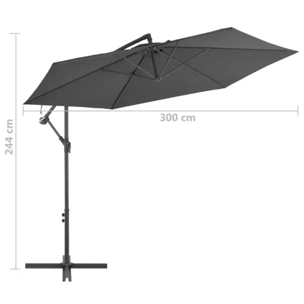 Konsool-päikesevari vändamehhanismiga, alumiiniumpost, 300 cm, antratsiithall – 8