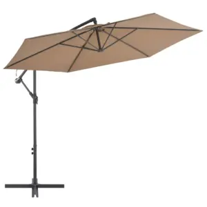 Konsool-päikesevari ristalusega ja vändamehhanismiga, pruunikashall, 300 cm