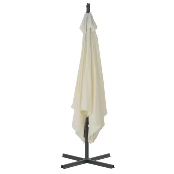 Konsooldisainiga päikesevari ristalusega, liivakarva, 300 cm – 4