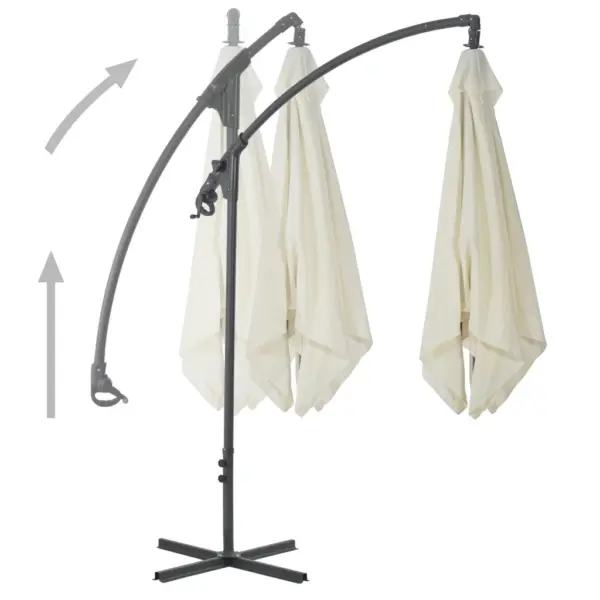 Konsooldisainiga päikesevari ristalusega, liivakarva, 300 cm – 5
