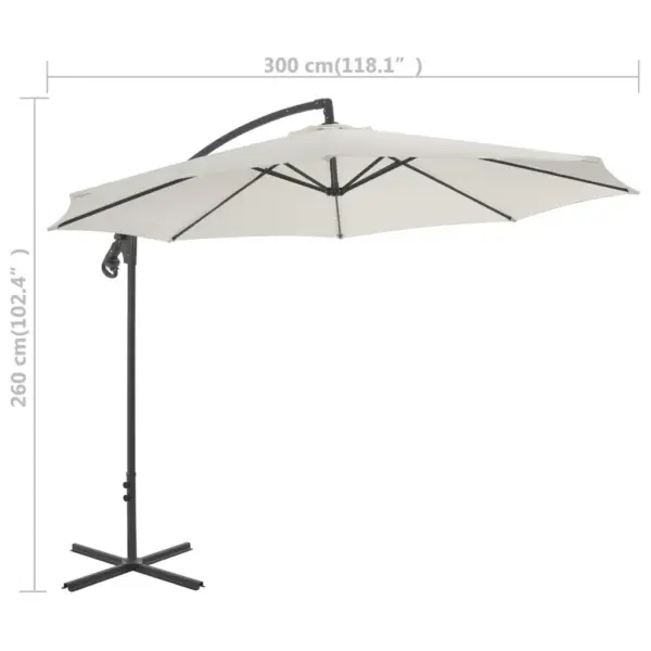 Konsooldisainiga päikesevari ristalusega, liivakarva, 300 cm – 6