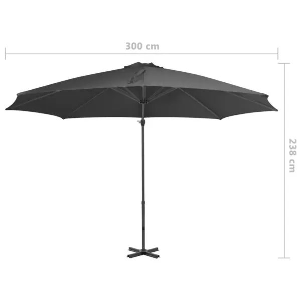 Konsooldisainiga päikesevari vändaga, alumiiniumpostiga, antratsiithall, 300 cm – 8