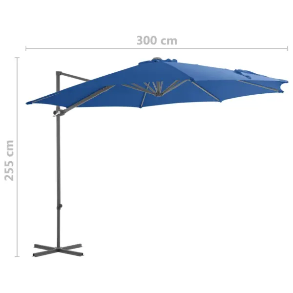 Konsooltüüpi päikesevari teraspostiga ristjalal, taevasinine, 300 cm - 9