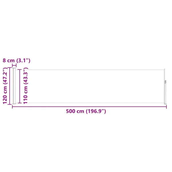 Lahtikeritav terrassi külgmarkiis privaatsuseks, 120 x 0–500 cm, kreemjasvalge - 12