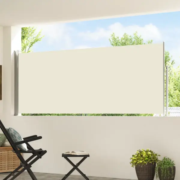 Lahtikeritav terrassi külgmarkiis privaatsuseks, 120 x 0–500 cm, kreemjasvalge - 3