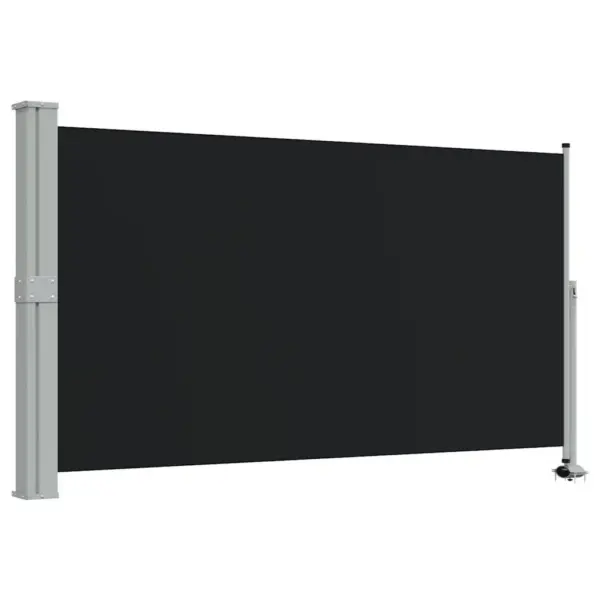 Lahtikeritav terrassi külgsirm, must sirm halli alusega, 140 x 300 cm – 2