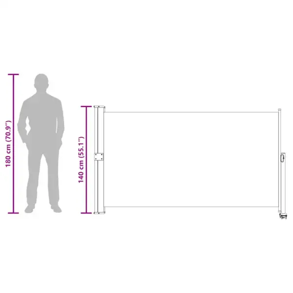 Lahtikeritav terrassi külgsirm, must sirm halli alusega, 140 x 300 cm – 12