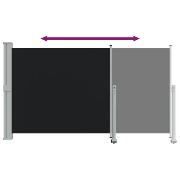 Lahtikeritav terrassi külgsirm, must sirm halli alusega, 140 x 300 cm – 9