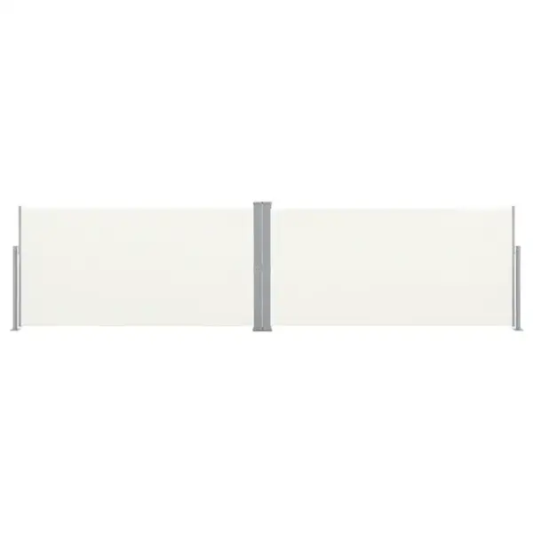 Kahepoolne lahtitõmmatav külgmarkiis privaatsussein, 160 x 600 cm, kreemjasvalge – 2