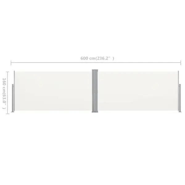 Kahepoolne lahtitõmmatav külgmarkiis privaatsussein, 160 x 600 cm, kreemjasvalge – 10