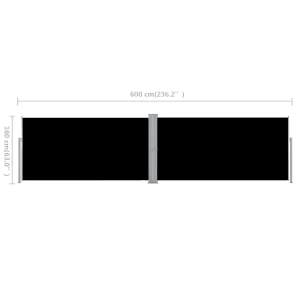 Lahtitõmmatav kahepoolne külgsein terrassile, must, 160 x 600 cm – 10
