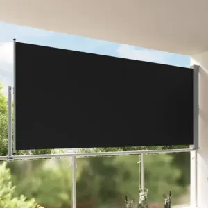 Lahtitõmmatav terrassi ja rõdu külgmarkiis, must, 160 x 0–300 cm