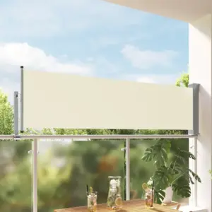 Lahtitõmmatav külgmarkiis terrassile, kreemjas ja hall, 80 x 300 cm