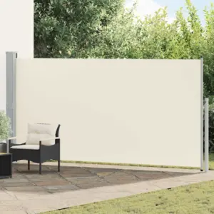 Lahtitõmmatav terrassi külgsein tuule- ja privaatsuskaitseks, kreemjas, 160 x 500 cm