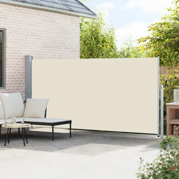 Lahtitõmmatav terrassi külgsein tuule- ja privaatsuskaitseks, kreemjas, 160 x 500 cm – 3