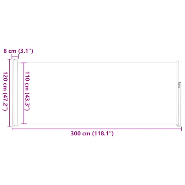 Lahtitõmmatav külgsein terrassile, UV- ja veekindel, 300 x 120 cm, kreemjas – 13