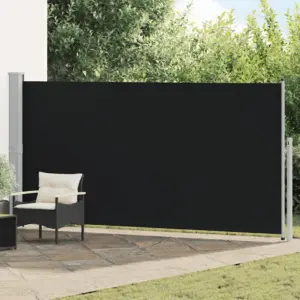 Lahtitõmmatav terrassi külgsein privaatsuseks, must, 160 x 500 cm