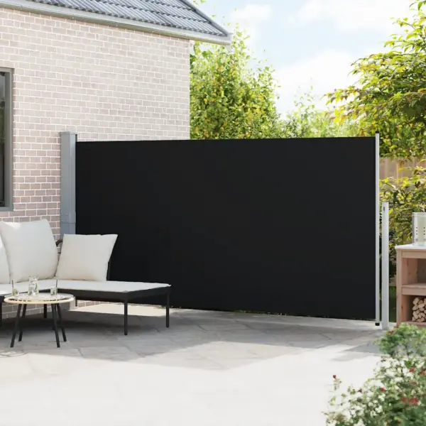 Lahtitõmmatav terrassi külgsein privaatsuseks, must, 160 x 500 cm – 3