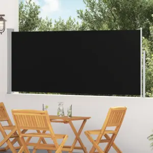 Lahtitõmmatav terrassi külgsein tuule- ja privaatsuskaitseks, must, 300 x 120 cm