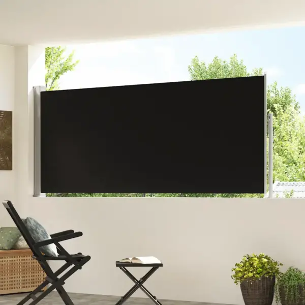 Lahtitõmmatav terrassi külgsein tuule- ja privaatsuskaitseks, must, 300 x 120 cm - 3
