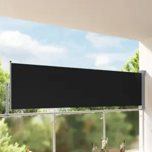 Lahtitõmmatav terrassi ja rõdu külgmarkiis privaatsuse tagamiseks, must, 100 x 0–300 cm