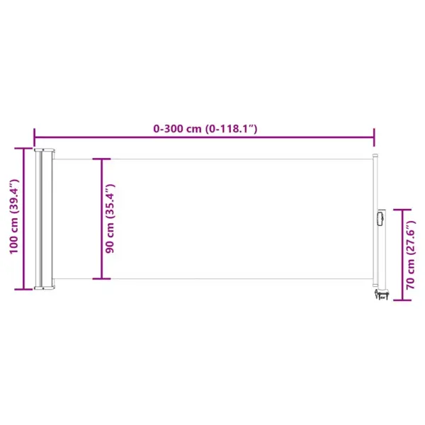 Lahtitõmmatav terrassi külgmarkiis privaatsuseks, pruun, 100 x 0–300 cm – 13