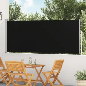 Lahtitõmmatav terrassi külgmarkiis, must, 120 x 0–500 cm