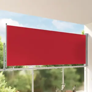 Lahtitõmmatav terrassi külgmarkiis, punane sirm, hall alus, 140 x 300 cm