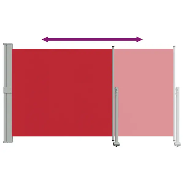 Lahtitõmmatav terrassi külgmarkiis, punane sirm, hall alus, 140 x 300 cm - 8