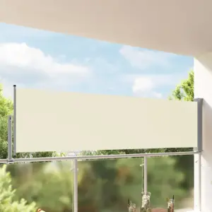 Lahtitõmmatav terrassi ja rõdu külgsein privaatsuse tagamiseks, 100 x 300 cm, kreemjas, hall alus