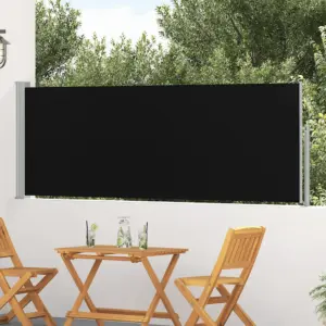 Lahtitõmmatav terrassi külgsein, must sirm hallil alusel, 100 x 0–300 cm